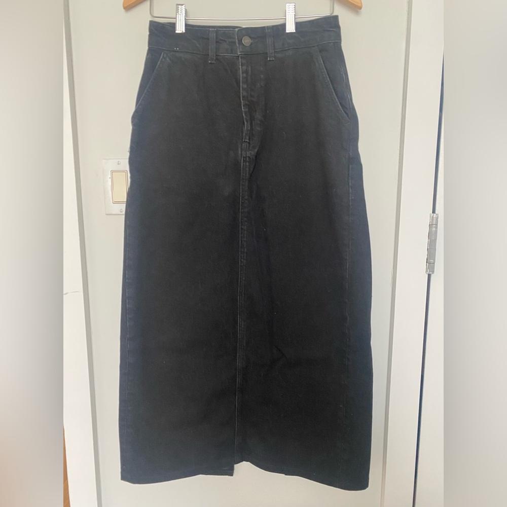 REFORMATION Floor Length Black Denim Skirt